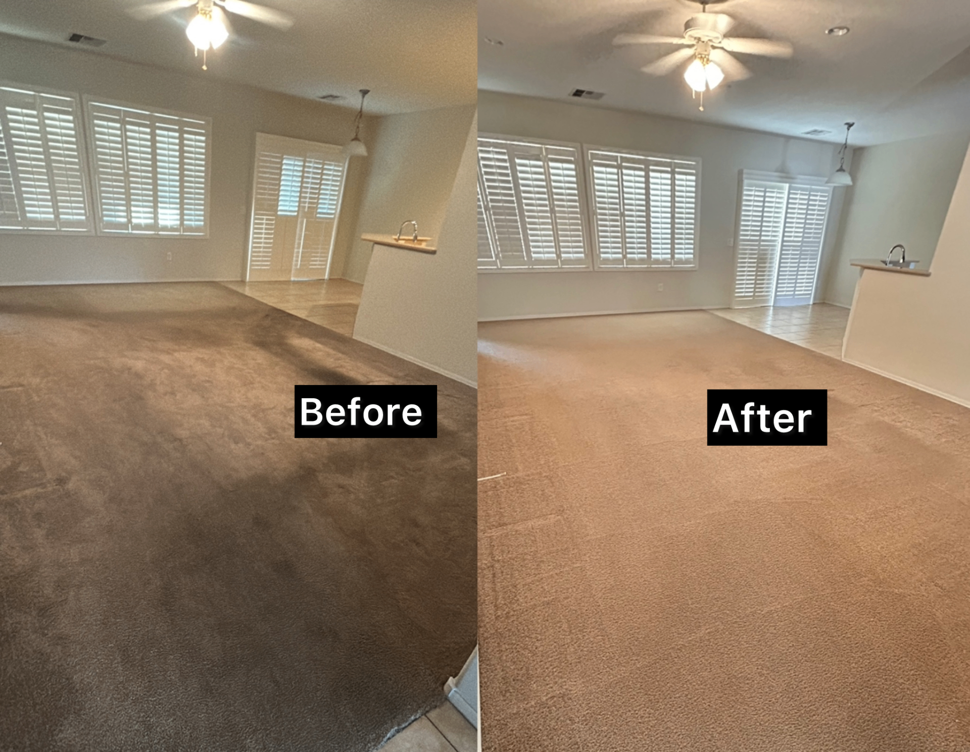 Before and after carpet cleaning — Summerlin Investor Flip